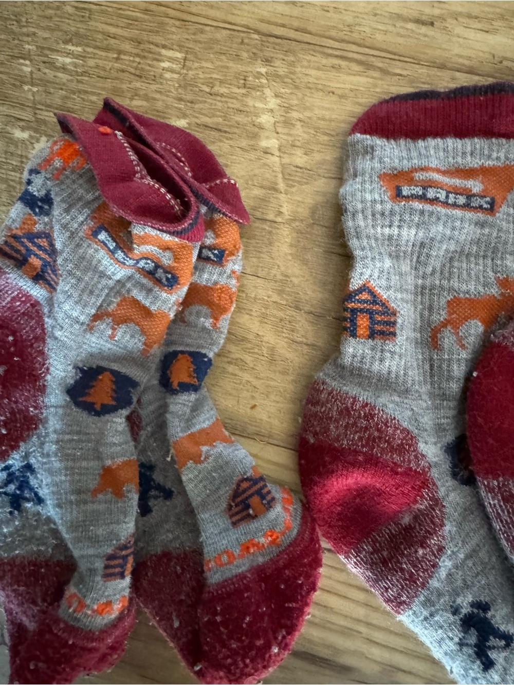 Smartwool Gray Socks with Red and Orange Outdoor Motifs - Picture 3 of 3